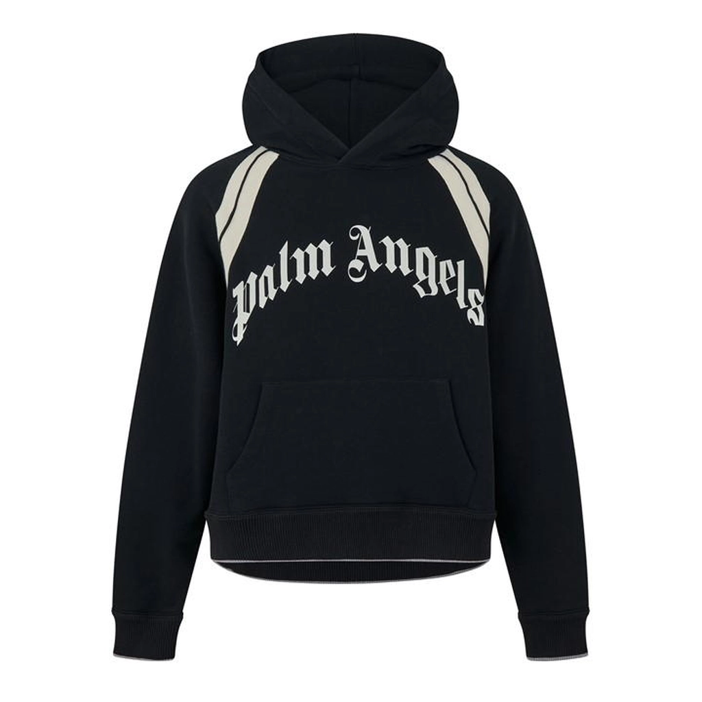 Palm Angels Curved Logo Track Hoodie - Black